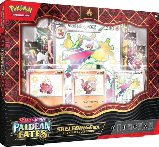 Scarlet & Violet: Paldean Fates Ex Premium Collection Starters Meowscarada, Skeledirge or Quaquaval (One box 8 Packs)