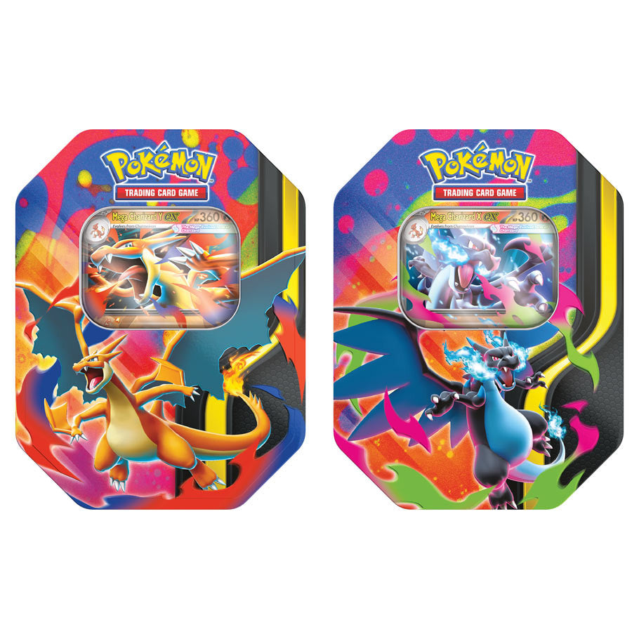 Mega Charizard X or Mega Charizard Y Tin (4 booster packs tin artwork varies) Limit of 1 per Person