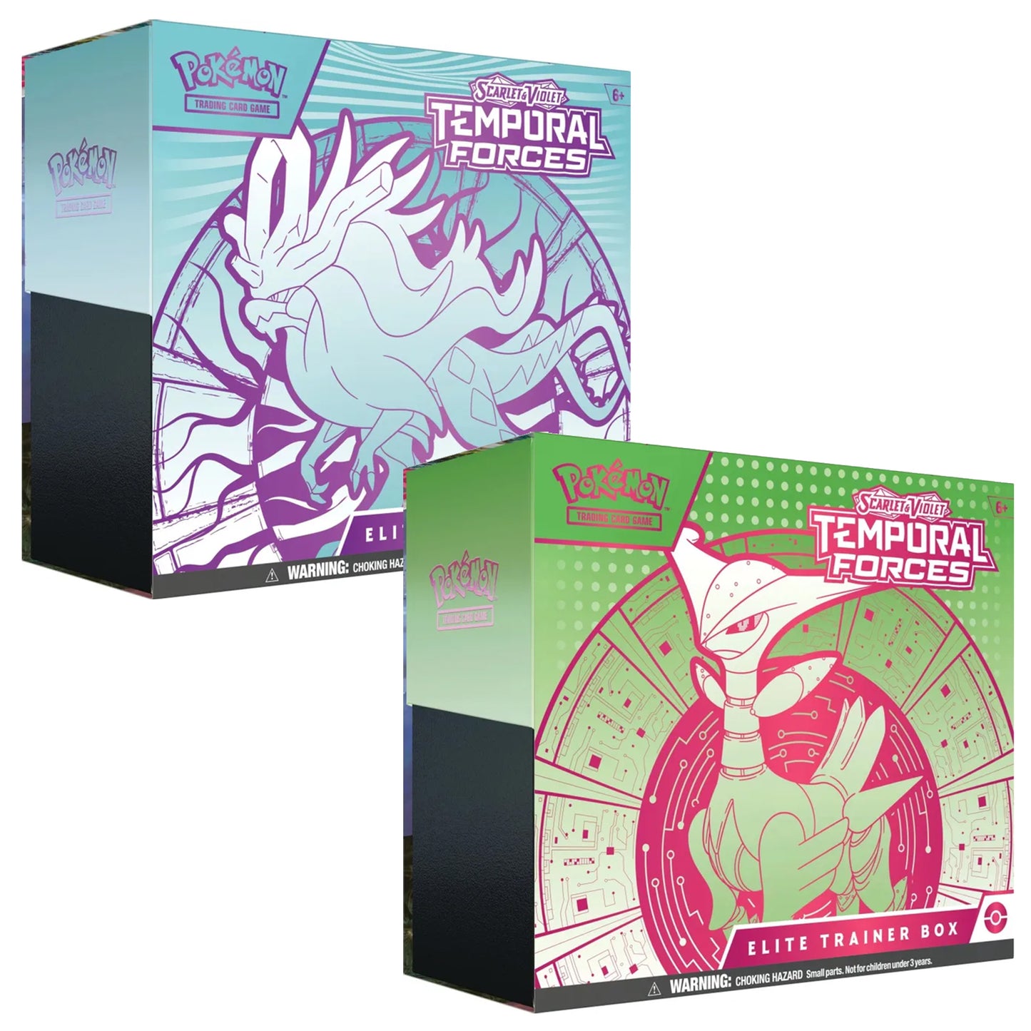 Scarlet & Violet: Temporal Forces Elite Trainer Box (9 Packs and 10 Cards per Pack) Walking Wake or Iron Leaves