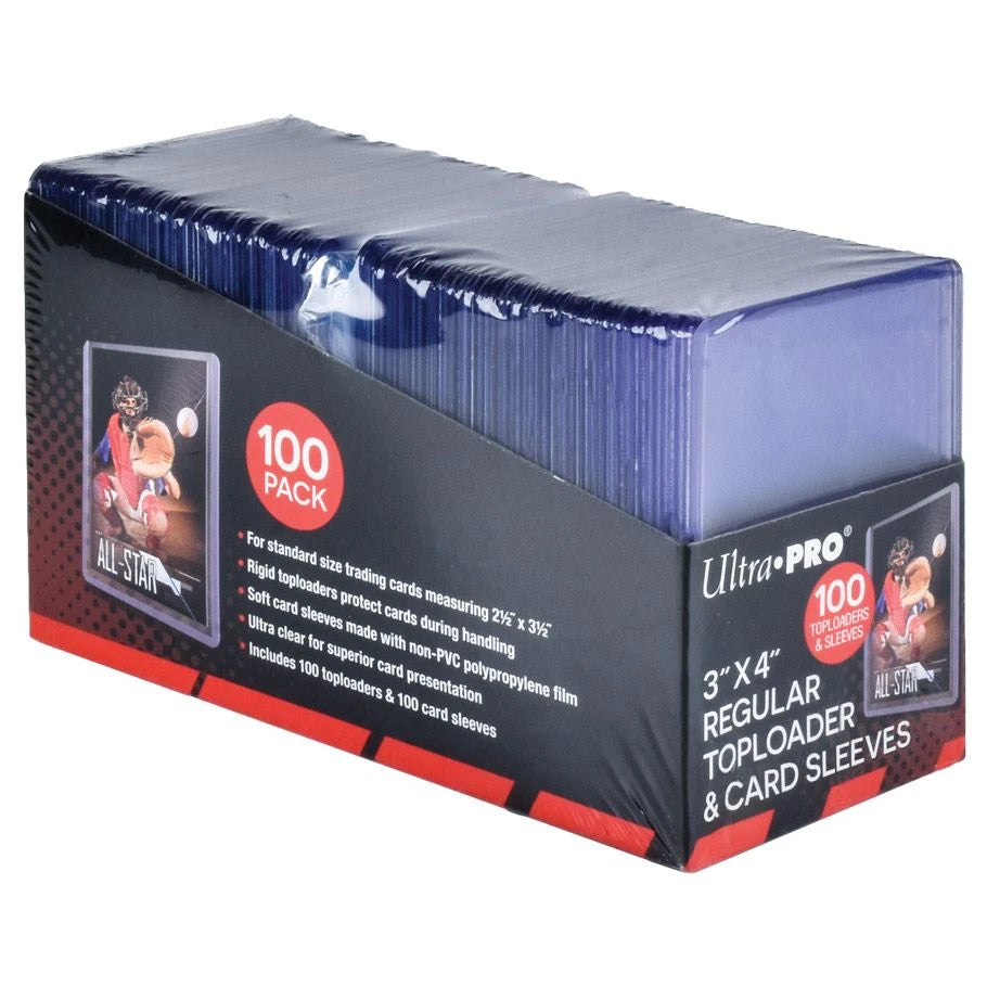 Ultra Pro Premium Top Loader and Soft Sleeve Combo 3x4 Clear Hard Sleeves 100 Count for Standard Size Cards